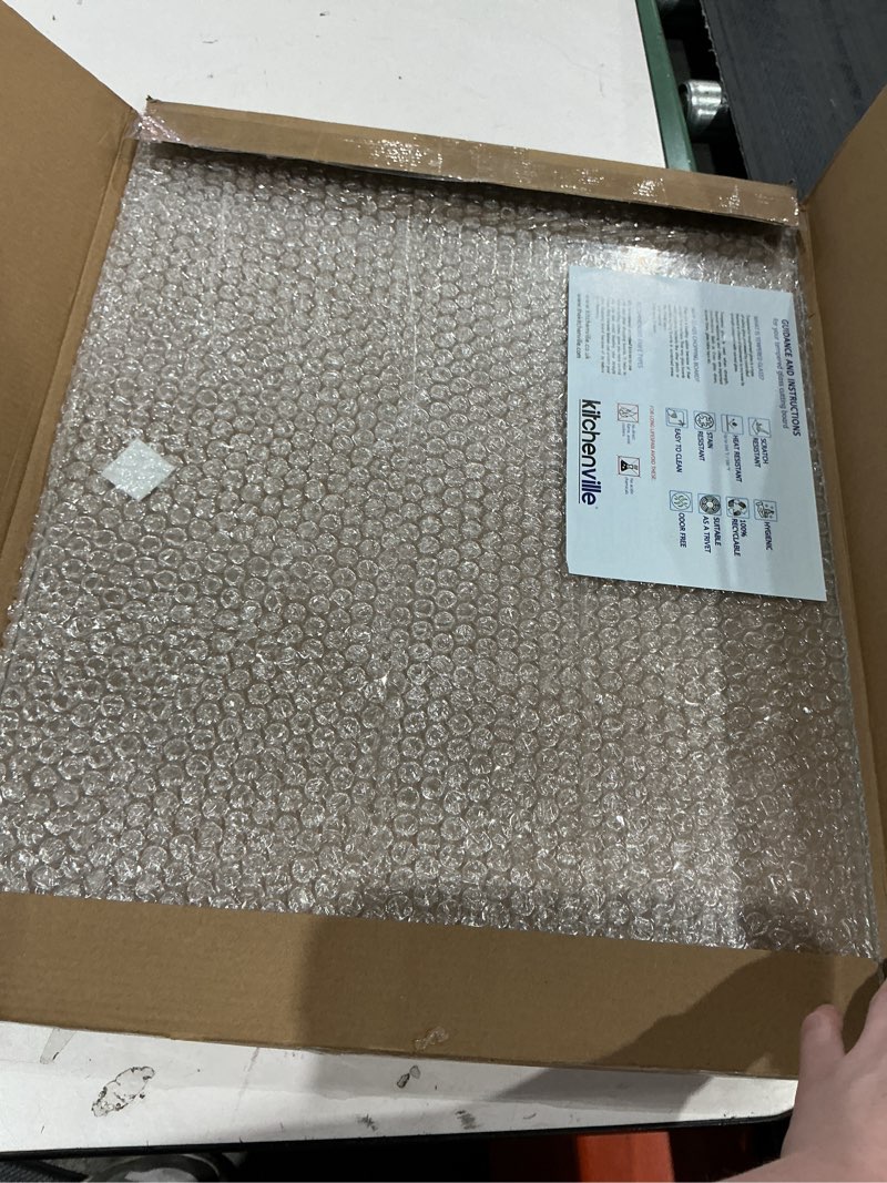 Condition photo showing Good Condition for tempered glass cutting board – 16"x20" clear kitchen counter protector, heat & scratch resistant, non-slip feet - large transparent 20"l x 16"w