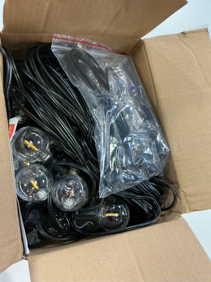 Condition photo showing New/Like New for addlon 100ft outdoor string lights g40 with remote, 54 led shatterproof bulbs, dimmable patio globe lights waterproof, hanging outside lighting for backyard, garden, deck, balcony, porch, café, decor 100ft(50 sockets)