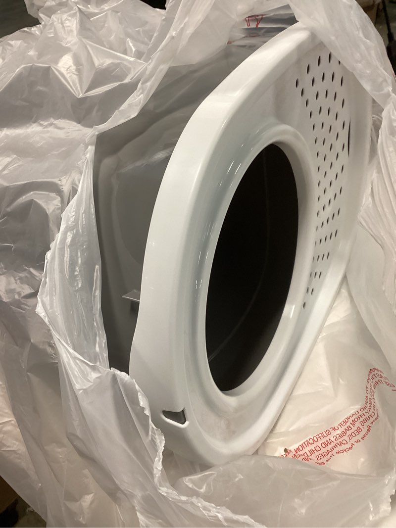 Condition photo showing As Is for IRIS USA Top Entry Cat Litter Box, Large Enclosed with Litter Catching Lid and Scoop, Dog Proof, Cat Litter Box, Gray/White