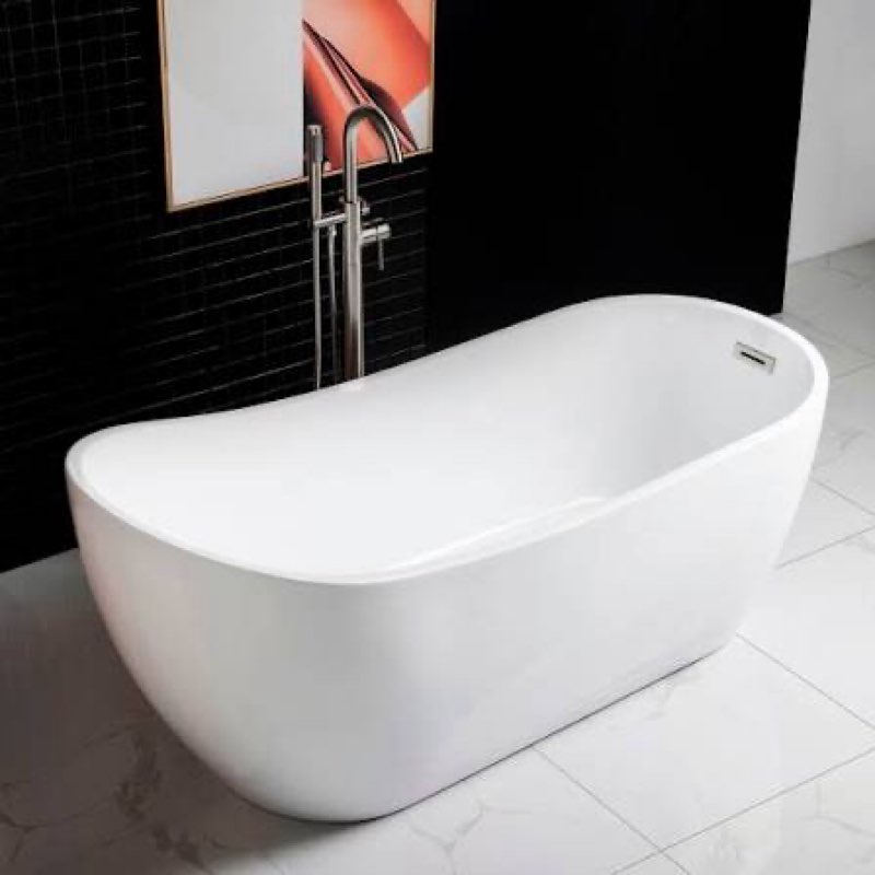 67\" freestanding acrylic bathtub, deep soaking tub with non-slip base & chrome drain, cupc certified