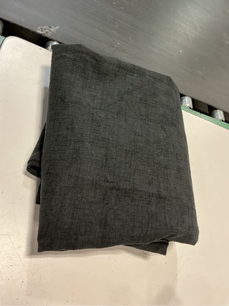 Condition photo showing As Is for better homes & gardens textured solid chenille blackout single curtain panel  black  50 w x 84 l