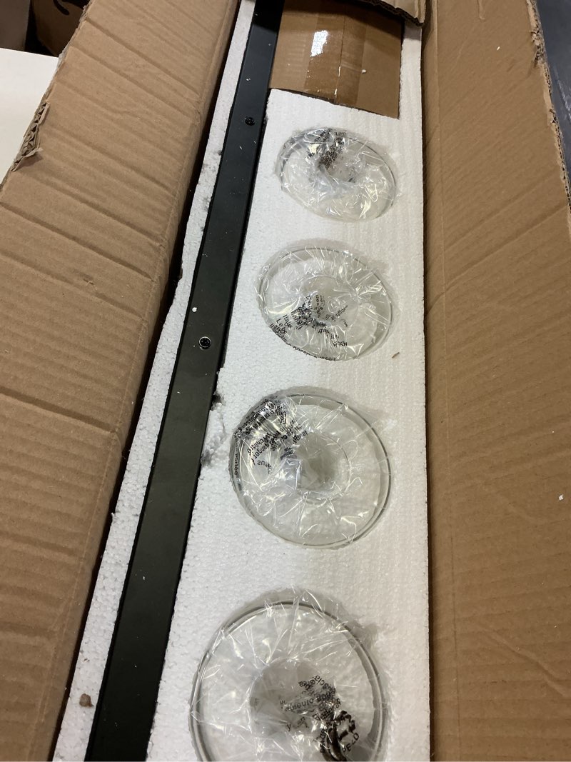 Condition photo showing Good Condition for izorro bathroom vanity light fixture, 4-light 30 inch matte black bathroom light fixtures over mirror, with clear glass shade, modern farmhouse vanity lights, rustic restroom lighting fixtures black-clear glass shade 4-light