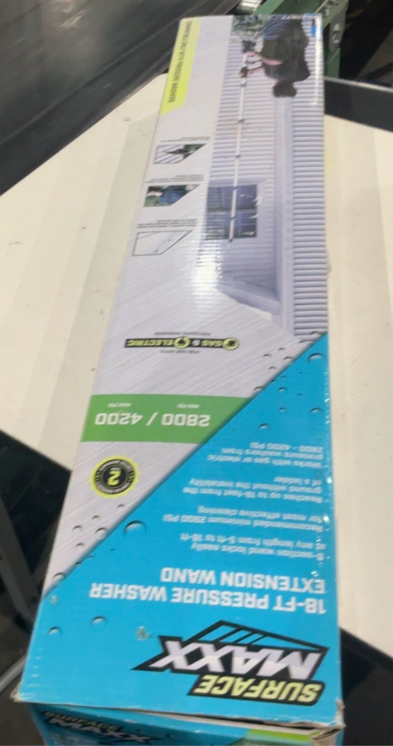 Condition photo showing As Is for surfacemaxx 18-ft up to 4200-psi plastic pressure washer telescoping/extension wand