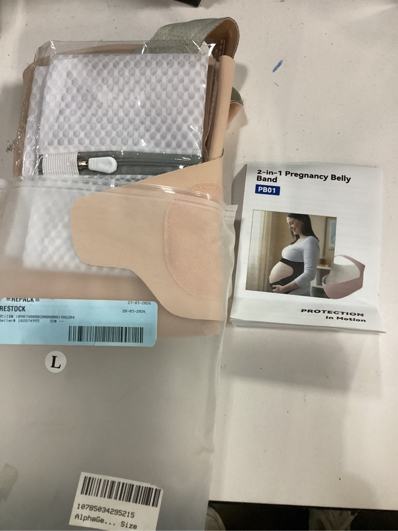 Condition photo showing New/Like New for (similar to stock photo) mama land belly bands for pregnant women, maternity support belt, trimester must haves items, one piece pregnant bands for back, abodomen, hip, pelvic pain relief, comfort prenatal brace (beige, l) beige large