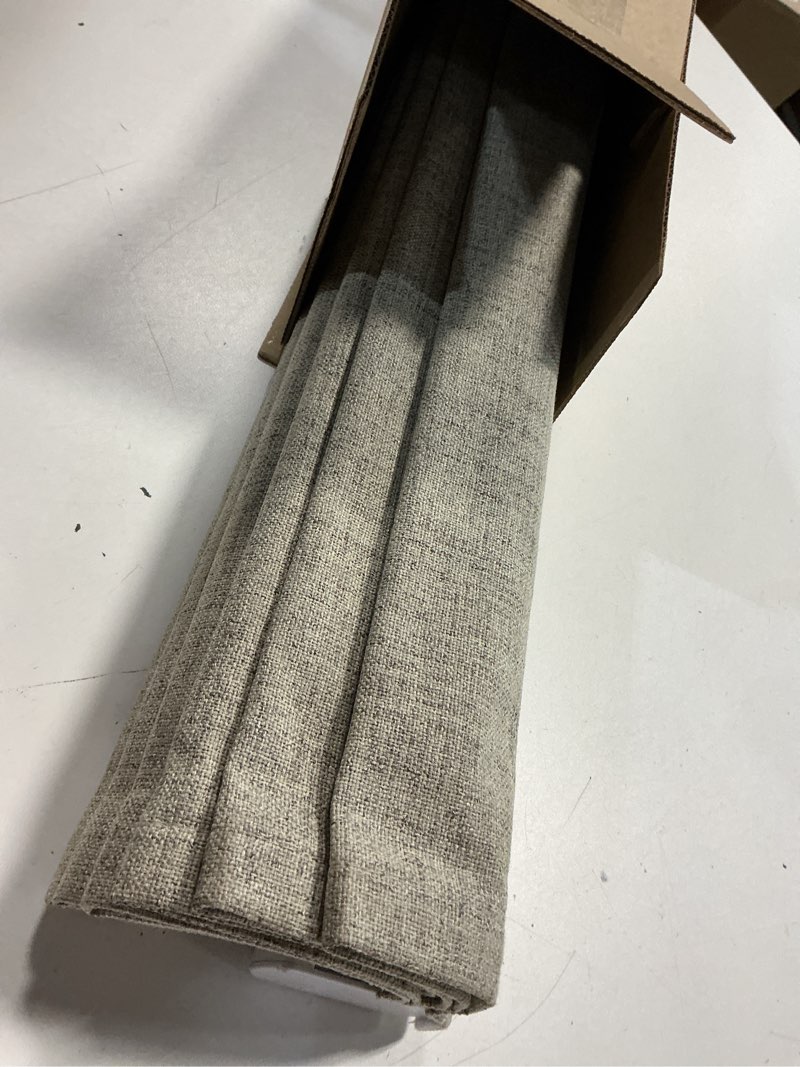 Condition photo showing As Is for persilux blackout roller shades for windows,cordless,linen fabric,roller blinds for windows,thermal insulated fabric uv protection,window shades for home,office,bedroom,door,blackout-grey,custom now
