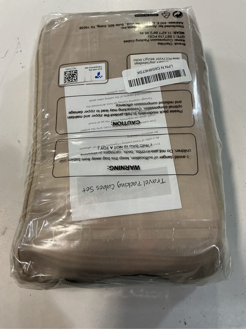 Condition photo showing New/Like New for 10 set compression packing cubes for travel gifts women mom,olarhike luggage clothes organizer for travelers,airplane/cruise/car/train travel essentials,compressible expandable saver space bags(beige) beige 10 set