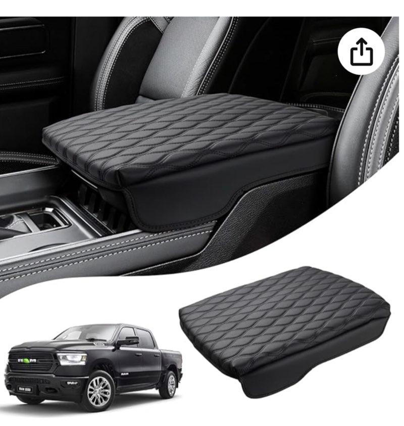 ZOCSONU Center Console Cover for 2019-2024 Dodge Ram 1500/2500/3500, Armrest Cushion Cover Nappa Lea