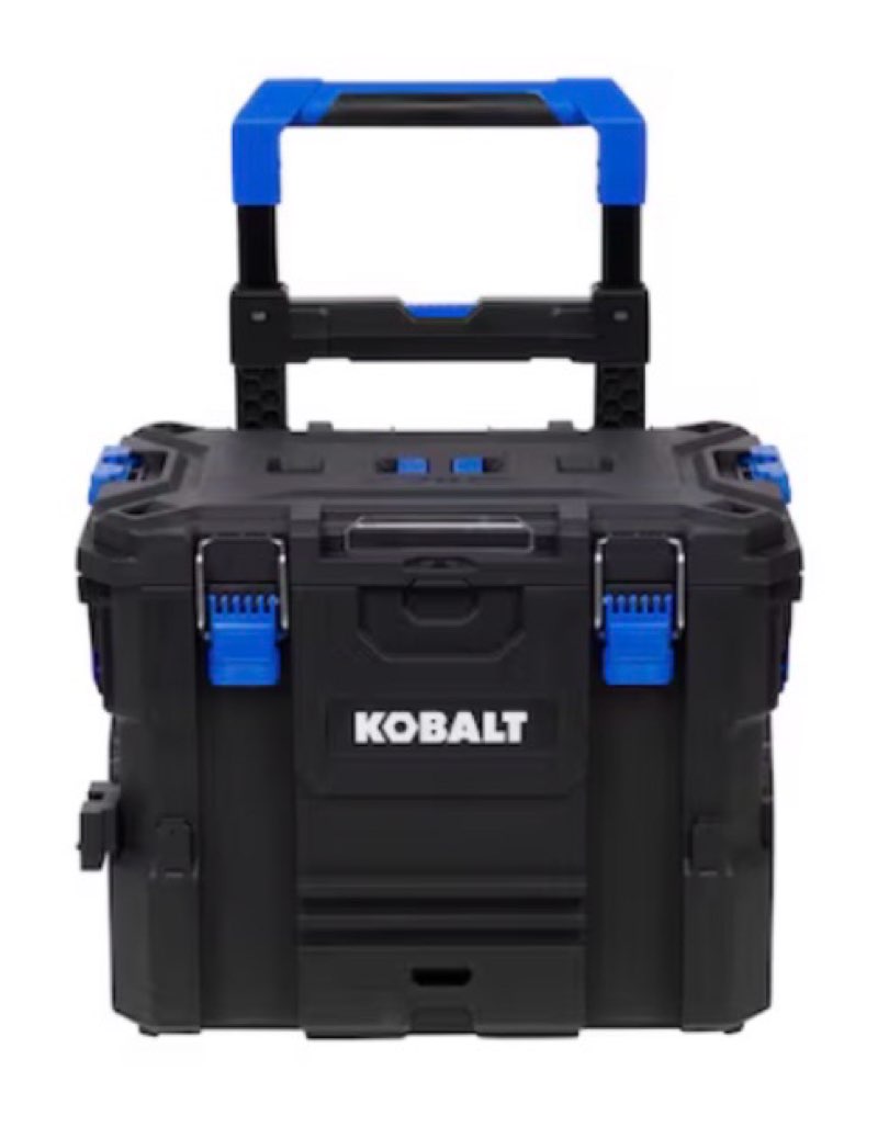 kobalt casestack 21.5-in w x 26.7-in h x 17.2-in d black plastic rolling tool box