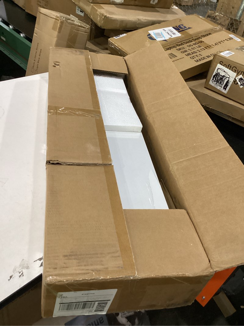 Condition photo showing Good Condition for bayka floating shelves for wall, 36 inches long wall mounted rustic wood shelves for bathroom, bedroom, living room, kitchen, office, hanging shelf for books/storage/decor(white,set of 2) c. white - modern minimalist style 36inches