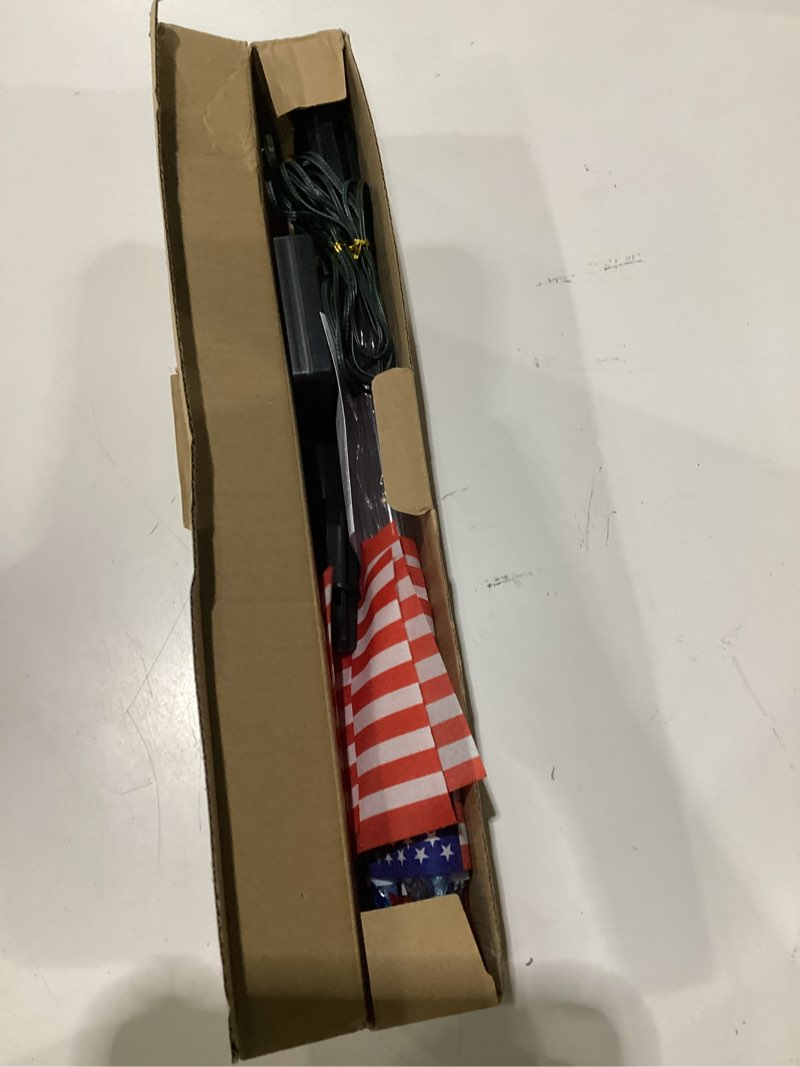 Condition photo showing As Is for 4th of july decorations outdoor american flag lights, 6-pack red white and blue solar stars lights with 6 usa flags & 30led,bright patriotic pathway lights for memorial day yard lawn decor