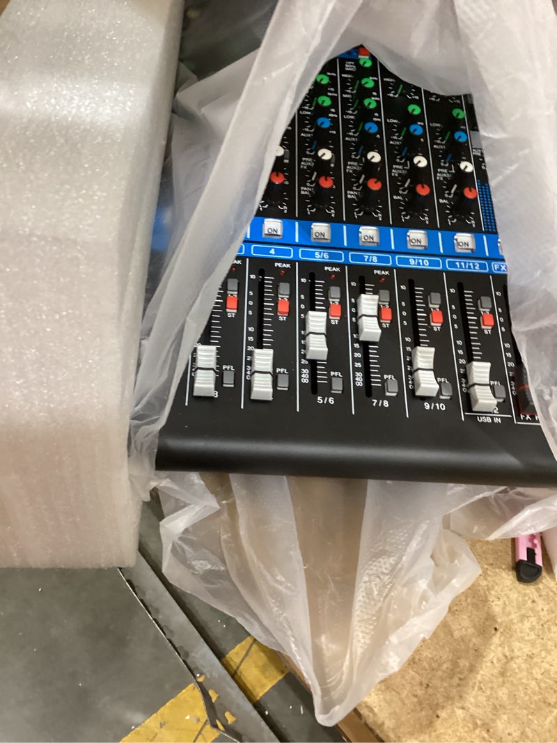 Condition photo showing New/Like New for 12 channel audio mixer professional bluetooth dj mixer usb interface sound board mixer console digital mp3 computer input 48v phantom power stereo dj studio streaming 24-bit spx effects