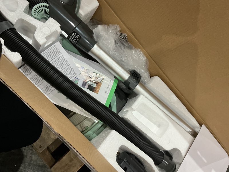 Condition photo showing Good Condition for kenmore du3017 friendly upright bagless 2-motor crossover max beltless vacuum cleaner with lift-away design, pet handi-mate, triple hepa, height adjustment, 3 cleaning tools, light green light green upright vac with lift-away design