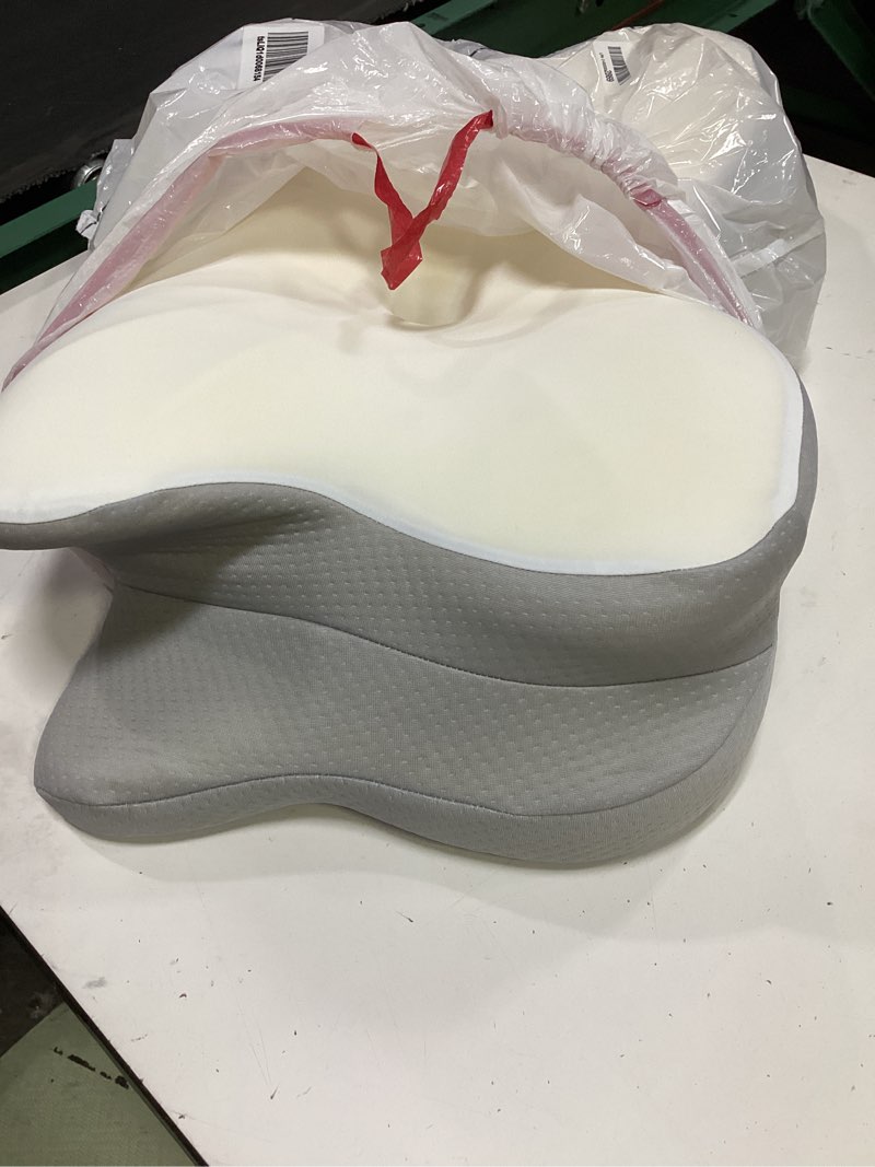 Condition photo showing As Is for cervical neck pillow, ergonomic memory foam pillows with breathable pillowcase, adjustable contour neck support pillow for all positions