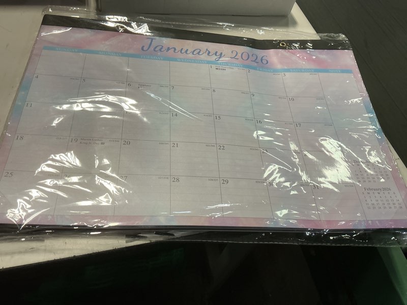 Condition photo showing New/Like New for 5pack 2026 desk calendar 17x12 inch-wall & desk planner dual-use design,18-month use, clear plastic cover colorful(jan 2026 - june 2027) 5