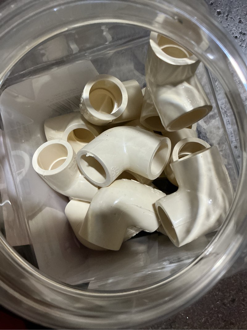 Condition photo showing As Is for possibly used 1/2 in. x 1/2 in. chlorinated poly vinyl chloride (cpvc)-cts 90-degree slip x slip elbow fitting pro pack