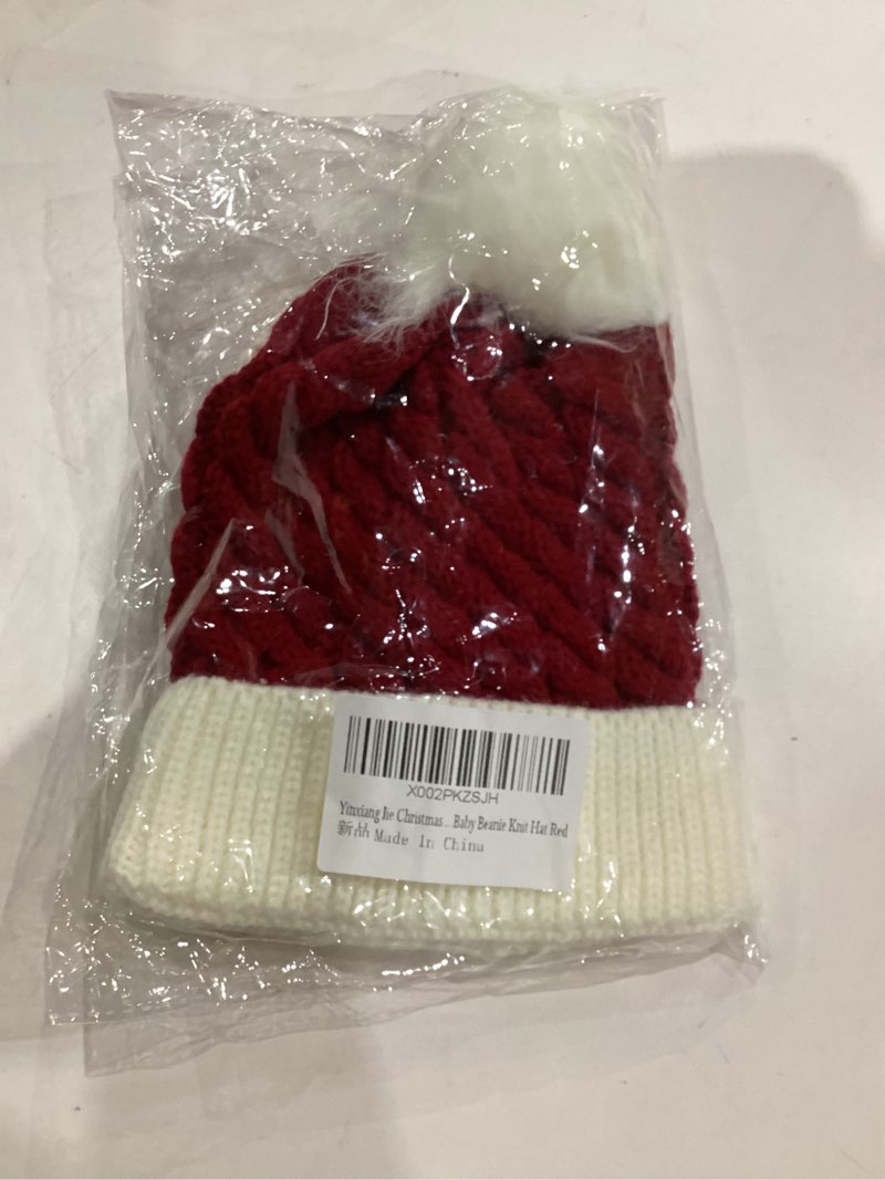 Condition photo showing New/Like New for Yinxiang Jie Christmas Knitted Hat for Baby,Santa Hat for Kid Toddler Baby,Soft Warm Baby Beanie Knit Hat Red