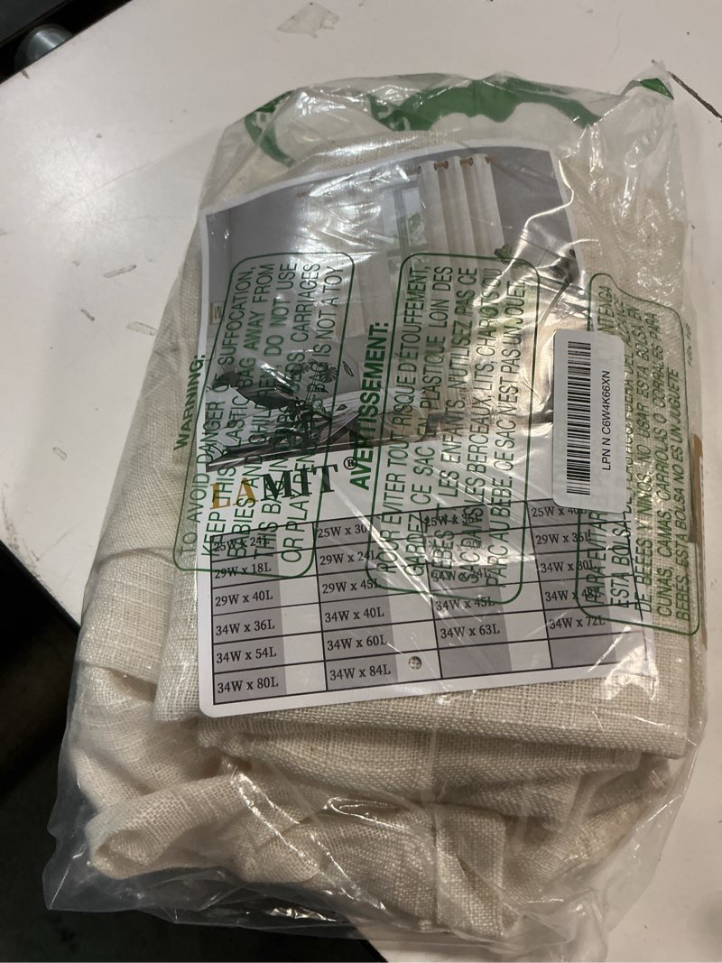 Condition photo showing Good Condition for lamit natural linen boho curtains 84 inch length 2 panels, cream ivory light filtering semi sheer panels back tab and rod pocket neutral drapes for bedroom/living room, 34 x 84 inch 34\"w x 84\"l (pack of 2) natural