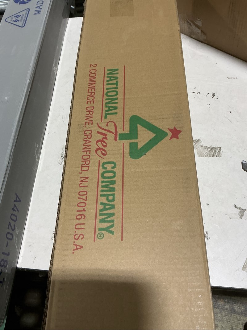 Condition photo showing Good Condition for National Tree Company 2 ft Pre-Lit Flocked Mini Artificial Christmas Tree, 50 Clear LED Lights, 75 Tips, Pinecones, Burlap Base, Timer, Green