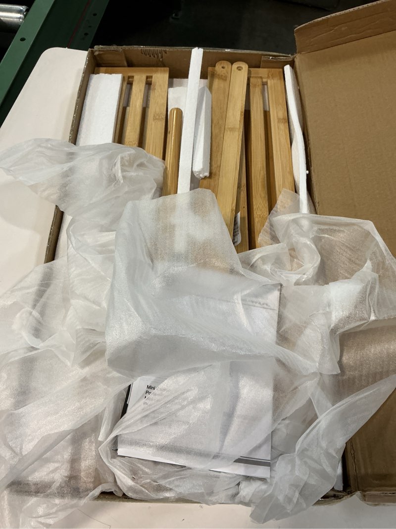 Condition photo showing Good Condition for Baby Clothing Rack for Toddler, Pets Clothes Rack with Storage Box & Adjustable Hanging Rod for Dogs/Cats, Baby Shower Clothes Closet Rack with Handle for Nursery Room (Natural, Baby) Natural 11.81"D x 20.47"W x 26.37"H - Baby