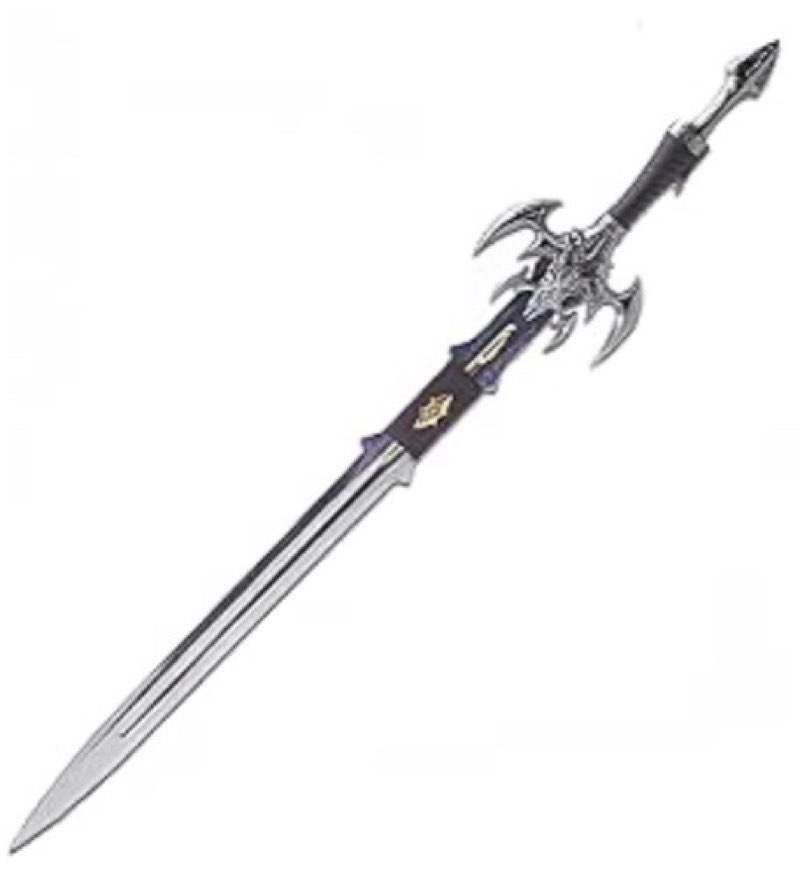 sword valley medieval-themed ornamental sword with wall mount - stainless steel blade, 80cm/31.5" length - each sword is equipped with a hanging board (d-white hilt with scabbard)