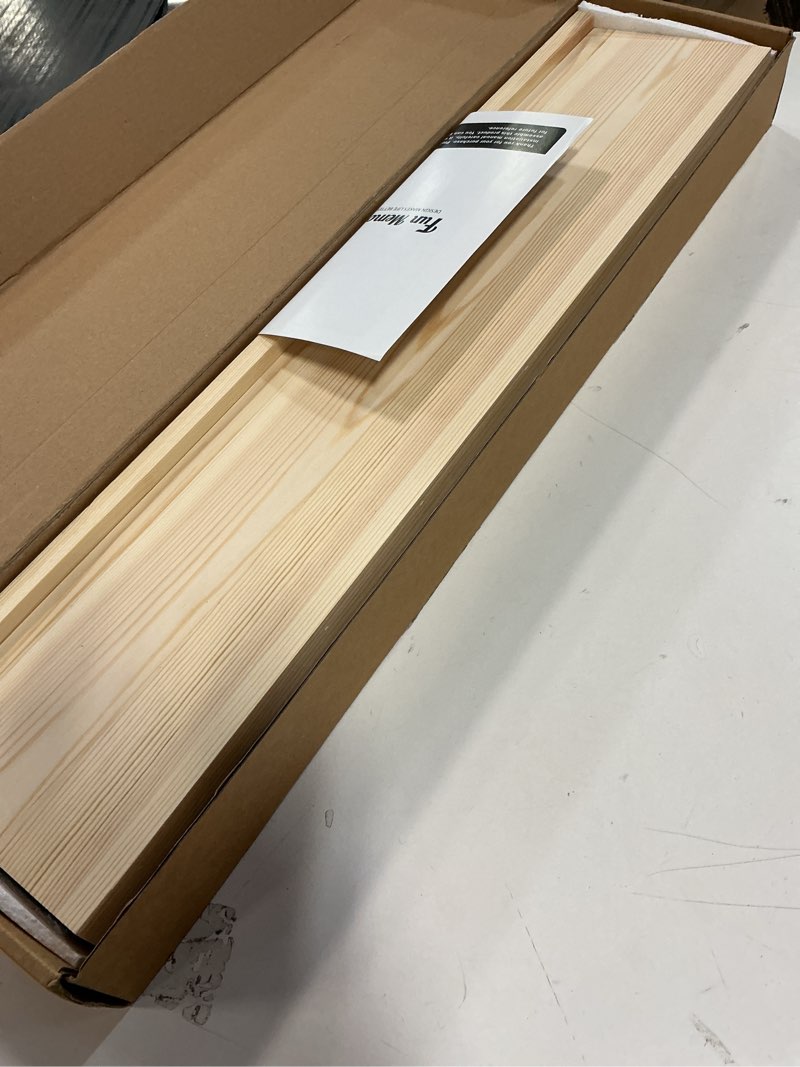 Condition photo showing Good Condition for Fun Memories Picture Ledge Shelf for Wall, 24 inch Pine Wood Nursery Book Shelves Set of 2- Wall Book Shelves for Kids Room, Home Decor - Kitchen Spice-Natural