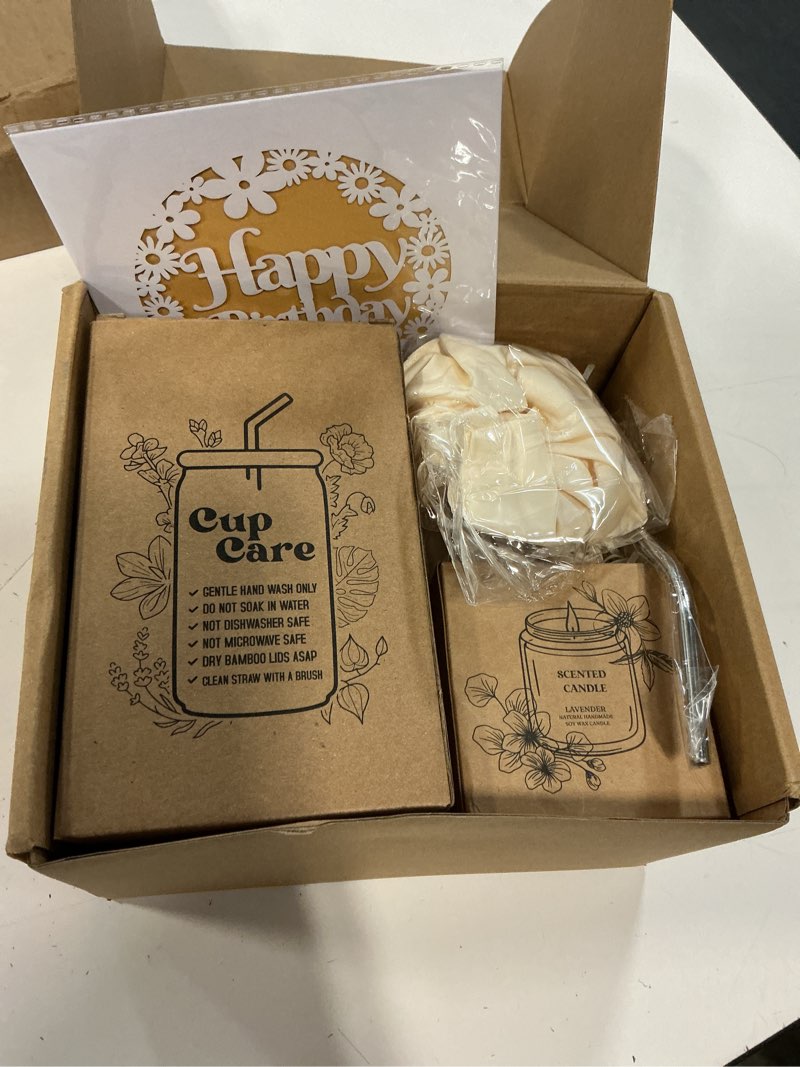 Condition photo showing Good Condition for jtewb birthday gifts for women, teen girl, her, happy birthday gift box for girl, women, sister, daughter, friends, cute daisy aesthetic glass cups gift set 7pcs beige