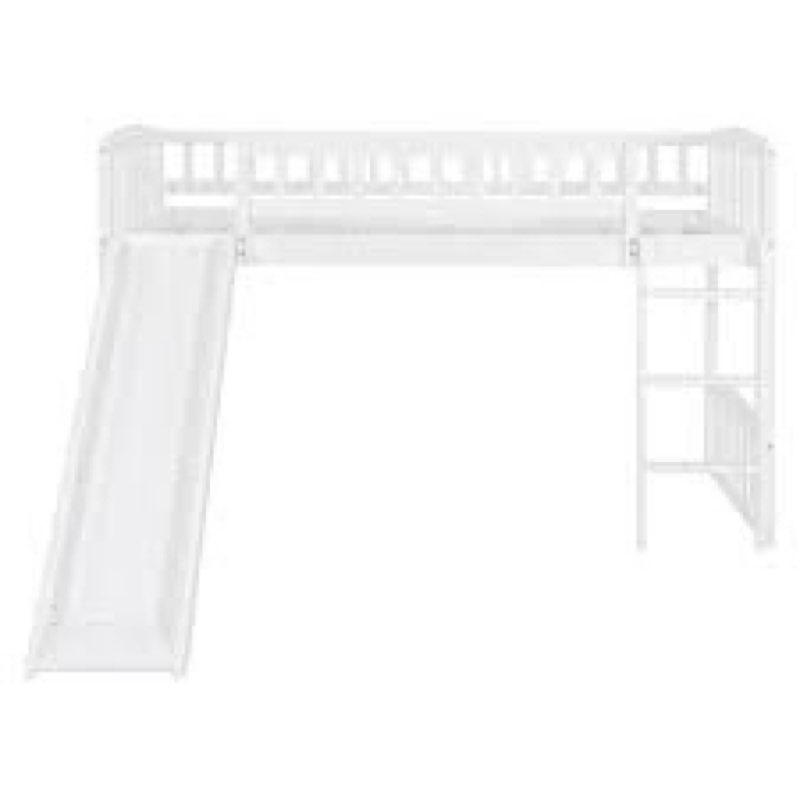 bellemave twin size low loft bed with slide,kids loft bed with ladder,wood kids loft bed twin size f