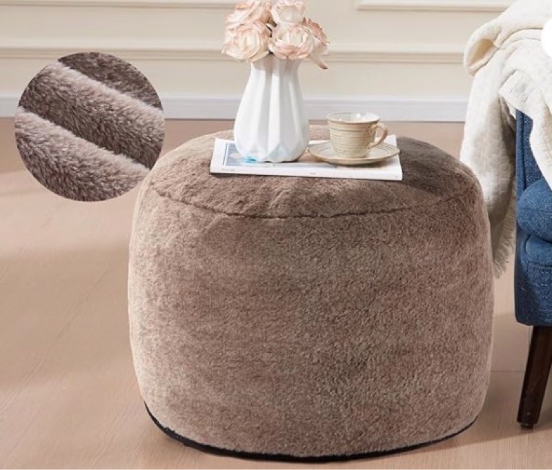 round pouf ottoman for living room 20"x15" bean bag ottoman soft top comfortable small foot stool foot rest pouf brown tall footstool ottomans round hassock boho furniture floor poufs for sitting