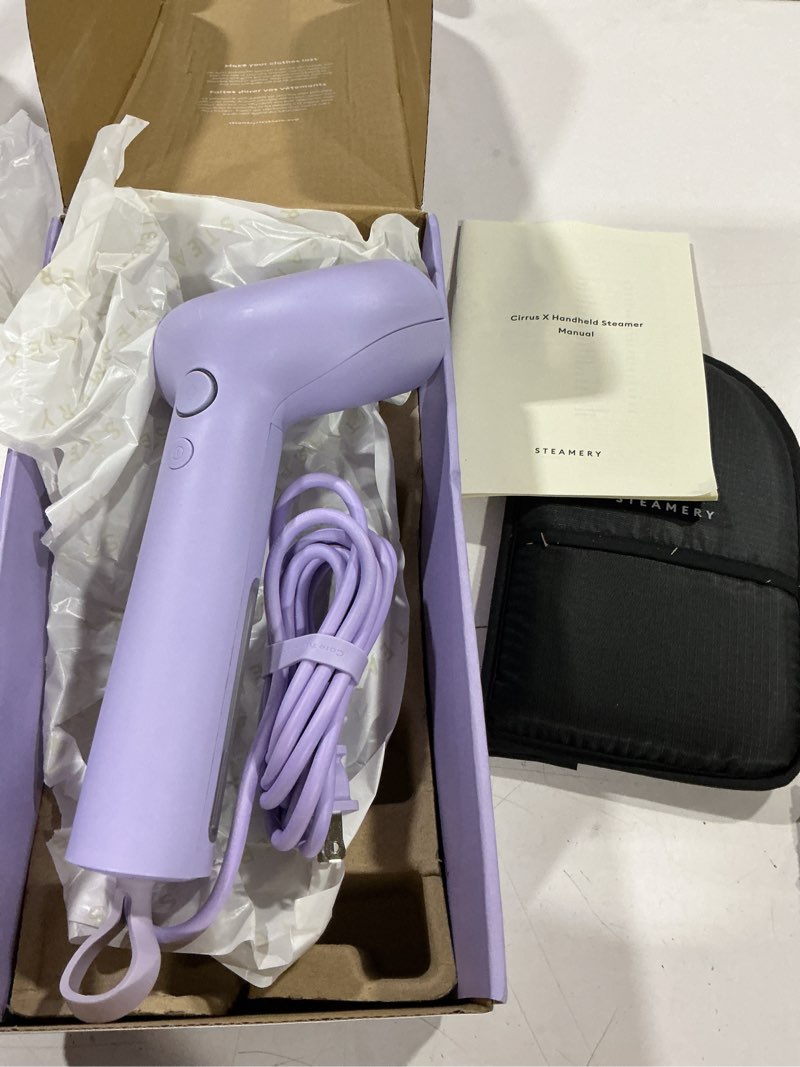 Condition photo showing Good Condition for steamery handheld clothes steamer cirrus x, 1200w, steam output 20g/min, heat up in 20 seconds, portable, minimalistic, scandinavian design, purple
