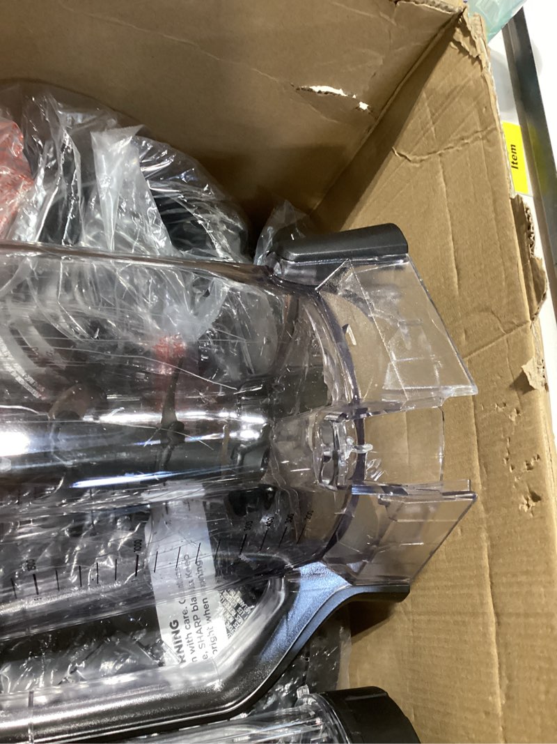 Condition photo showing As Is for ninja bn801 professional plus kitchen system, 1400 wp, 5 functions for smoothies, chopping, dough & more with auto iq, 72-oz.* blender pitcher, 64-oz. processor bowl, (2) 24-oz. to-go cups, grey 64 oz. blender + kitchen system
