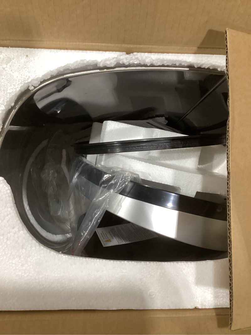 Condition photo showing As Is for BestOffice | 13 Gallon Trash Can with Lid | Automatic Touchless Garbage Can | Odor Control | Modern Oval Design | Easy to Clean | Stainless Steel | Fits Any Kitchen, Bathroom, Office or Home Stainless Steel Stainless Steel