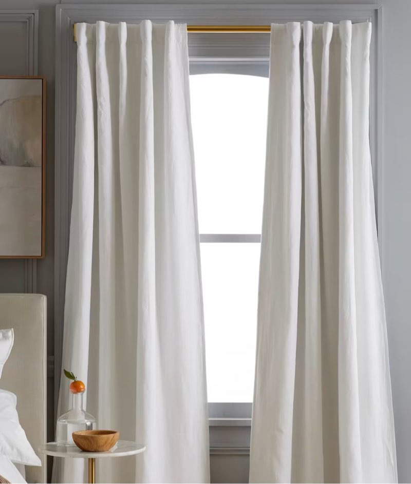 quince european linen blackout curtain 48 in x 84 in white