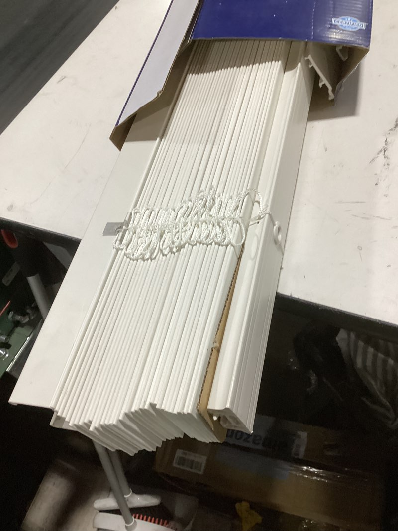 Condition photo showing Good Condition for levolor trim+go 2.5-in slat width 59-in x 72-in cordless white faux wood room darkening horizontal blinds