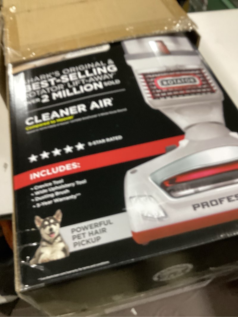 Condition photo showing New/Like New for Shark NV501 Rotator Professional Lift-Away Upright Vacuum with HEPA Filter, Swivel Steering, LED Headlights, Wide Upholstery Tool, Dusting Brush & Crevice Tool, White/Red