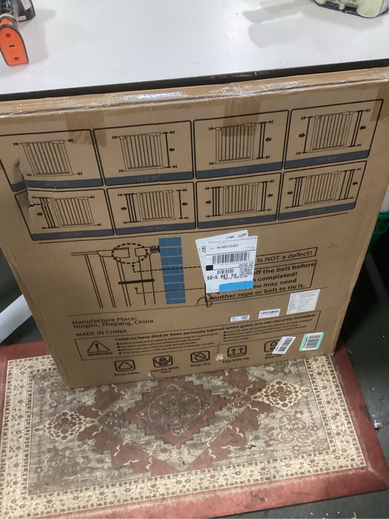 Condition photo showing New/Like New for Cumbor 29.7-48" Baby Gate for Stairs, Mom's Choice Awards Winner-Dog Gate for Doorways, Auto Close Safety Pet Gate for Dogs Indoor, Easy Install Pressure Mounted Child Gate with Walk Thru Door, Black Black 29.7-48"W x 30.5"H