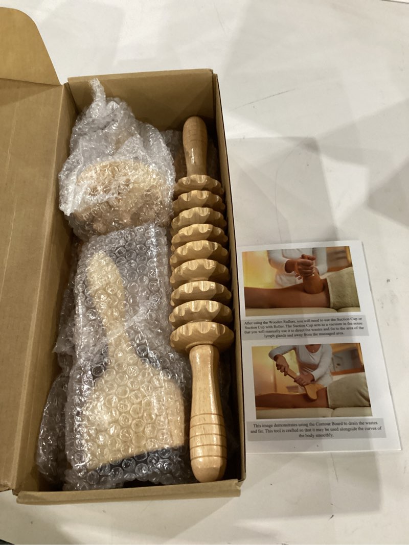 Condition photo showing Good Condition for komogir wood therapy massage tools 5-in-1 lymphatic drainage massager maderoterapia kit wooden massager body sculpting tools for muscle pain relief, anti-cellulite, body contouring and shaping