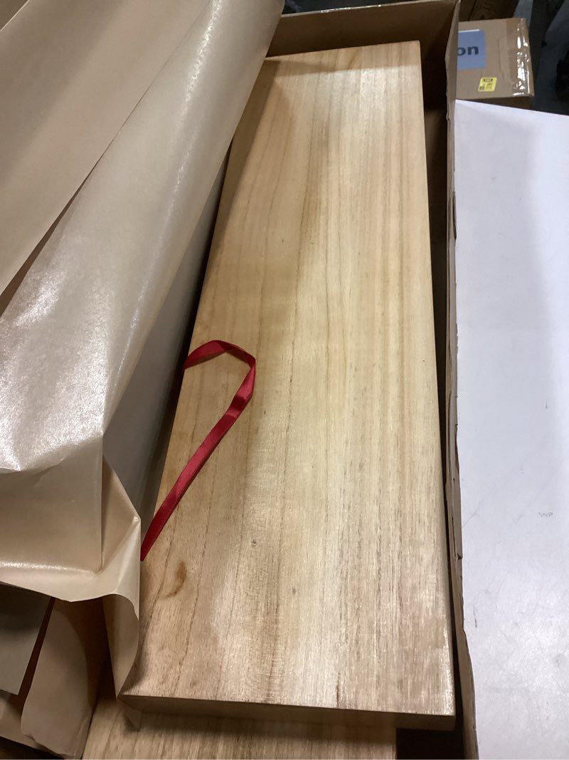 Condition photo showing Good Condition for Habudda Floating Shelves, Wooden Wall Shelf for Rustic Decor, Hanging Display Shelving for Bedroom Bathroom Kitchen Living Room, Natural Wood, Invisible Bracket, 23.6"×6.7"×1.6", 2-Pack Burlywood 23.6"×6.7"×1.6"