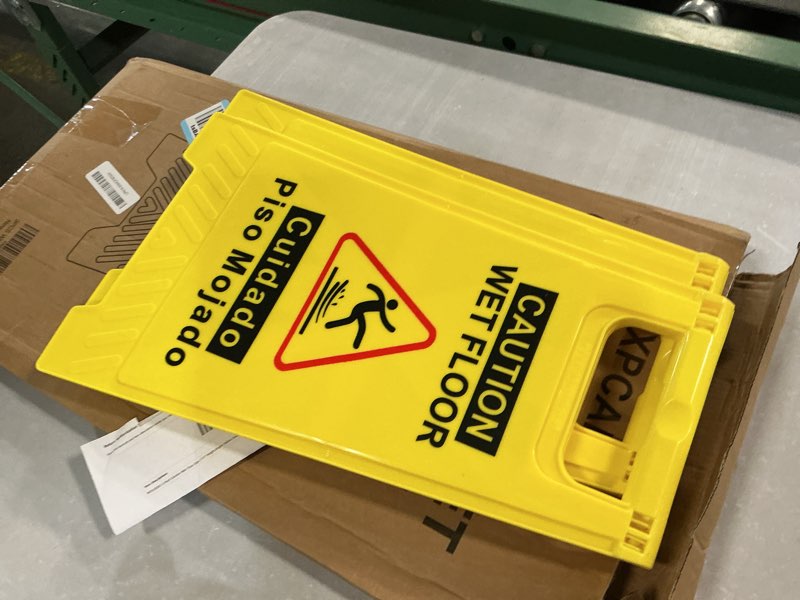 Condition photo showing Good Condition for xpcare 24 inches caution wet floor sign, 3pcak yellow bilingual double-sided safety warning signs,a frame safety wet floor signs commercial 3pack-yellow