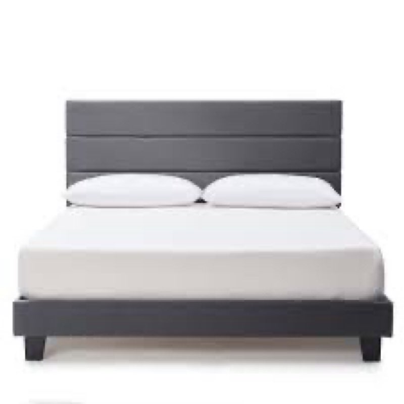 Elison Platform Bed with Fabric Upholstered Headboard and Wooden Slats