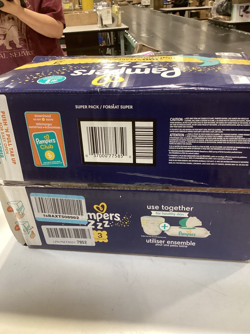 Condition photo showing New/Like New for pampers zzz overnight diapers, size 3 (16-28 lbs), 66 count, nighttime protection disposable baby diaper, night time leak and skin protection size 3 66