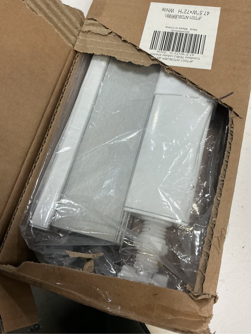 Condition photo showing Good Condition for lazblinds no tools no drill cordless cellular shades, top down bottom up (tdbu) honeycomb shades for home, blackout light blocking thermal insulation blinds for windows, 47.5" w x 72" h, white blackout - white 47.5" w x 72" h