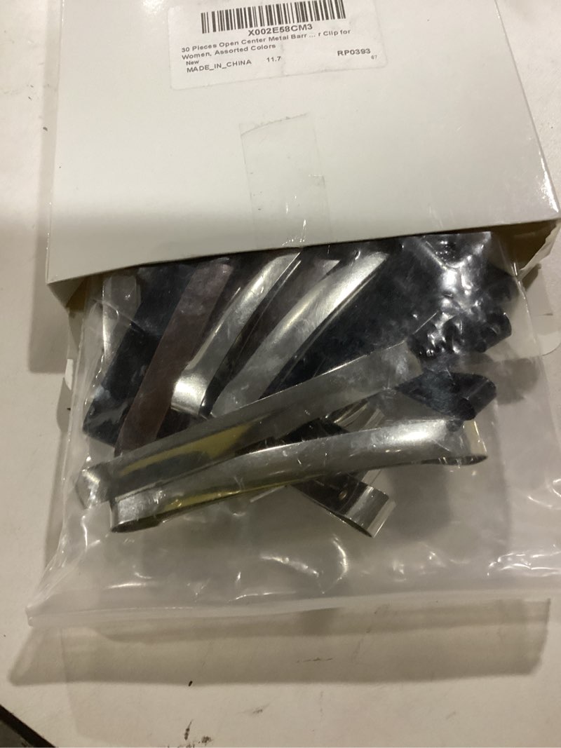 Condition photo showing New/Like New for Hotop 30 Pieces Open Center Metal Barrettes Anti-slip Metal Hair Clip for Women, Assorted Colors(Slide Barrette,Black, Silver) Slide Barrette Black, Silver