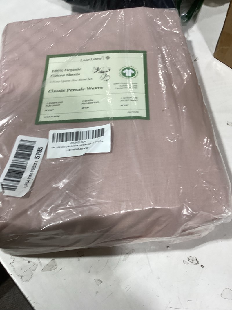 Condition photo showing New/Like New for lane linen eco friendly 100% organic cotton sheets queen size, mercerized cotton fully elasticized reinforced seams low pill fade resistant hotel luxury bed sheets set- dusty rose queen 03: dusty rose