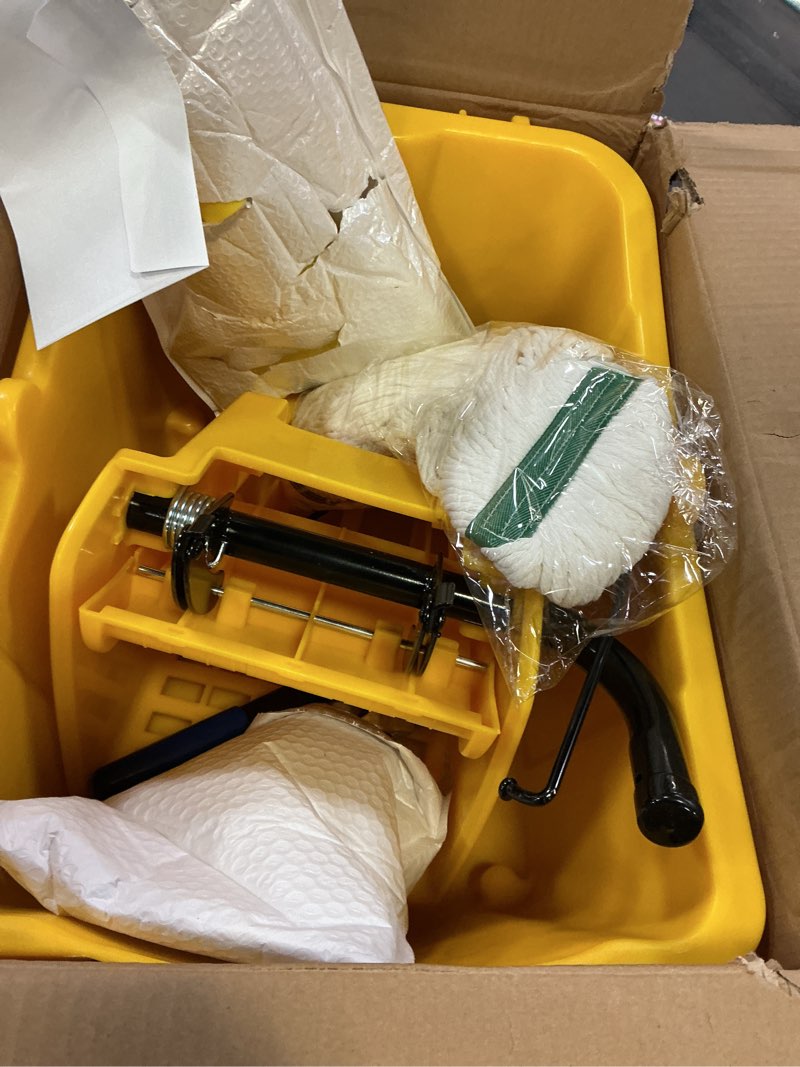 Condition photo showing Good Condition for Commercial Mop Bucket with Side Press Wringer on Wheels, Including One Commercial Mop, 35 Quart, Yellow