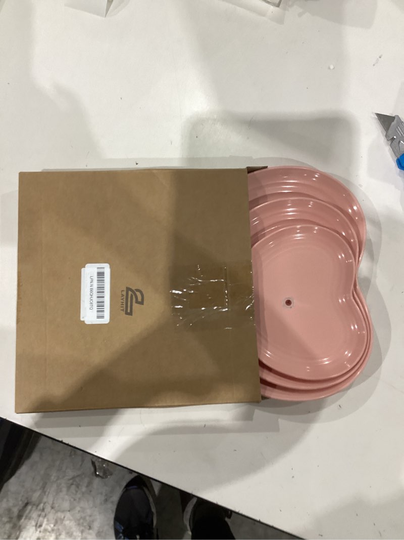 Condition photo showing As Is for Layhit 1 Pack Valentine's Day 3 Tier Cupcake Stand Heart Shaped 3 Tiered Serving Trays for Party Plastic Tray Dessert Cupcake Stand for Tea Party Baby Shower Wedding (Pink) Pink 1