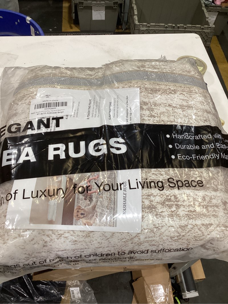 Condition photo showing Good Condition for 8x10 Area Rugs for Living Room, Non-Slip Backing Large Washable Rug for Nursery Room, Vintage Abstract Bedroom Rugs, Thin Indoor Home Decor Soft Farmhouse Rug (8'x10', Beige/Ivory)
