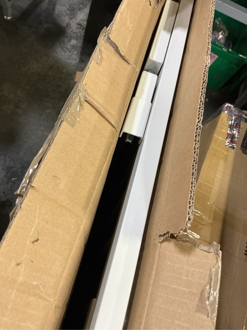 Condition photo showing As Is for BABELIO 36" Tall Dog Gate PressGuard C5, 26-40" Wide Auto Close Baby Gate, Pressure Mounted Metal Pet Gate, Easy Install No Drilling, No Tools Needed, with Wall Protectors and Extension Kits, White White 36"Tall 26"-40" Wide