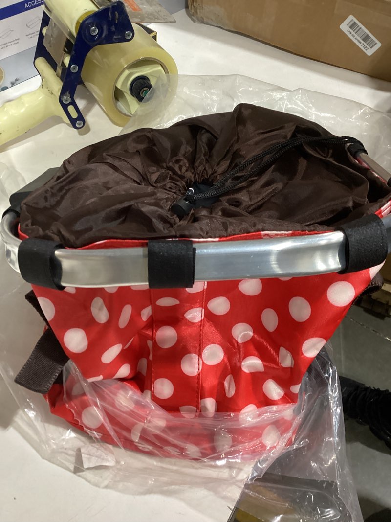 Condition photo showing Good Condition for lixada bike basket detachable folding bicycle small dog bike front carrier baskets with cute pattern removable quick release cycling handlebar bag mountain bike women picnic shopping commuting red