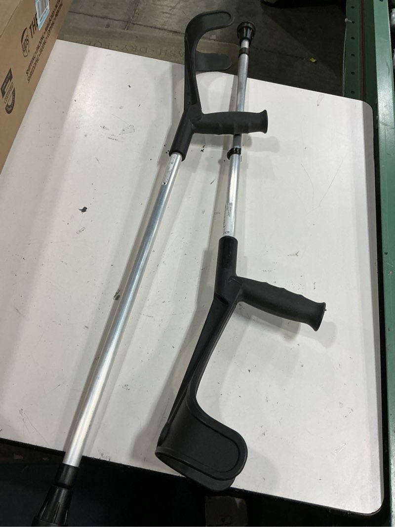 Condition photo showing Good Condition for pepe mobility forearm crutches for adults (x2 units) open cuff, adjustable height, aluminium, lightweight elbow crutches, made in europe black