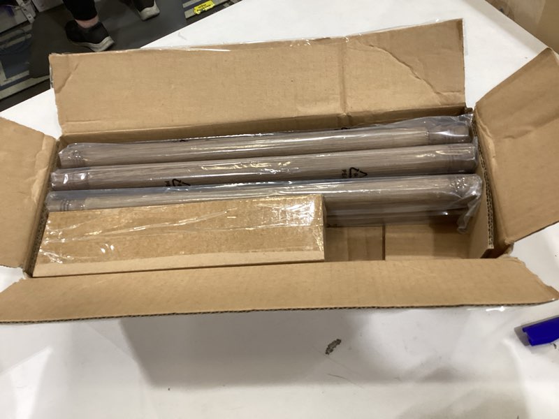 Condition photo showing Good Condition for Wood Curtain Rods for Windows: 1 Inch Diameter Heavy Duty Adjustable Curtain Rod 72" to 144", Wood Grain Pattern Blackout Wrap Around Windows Rod for Indoor and Outdoor,All Metal Wood Grain 32"-144"